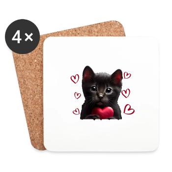 I steal hearts cat - Coasters (set of 4) - white - Front