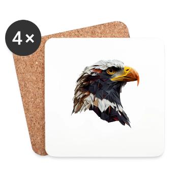 Cool polygon design with a bald eagle - Coasters (set of 4) - white - Front