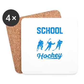 L’école est importante, mais le hockey est plus important - Dessous de verre (lot de 4) - blanc - Devant