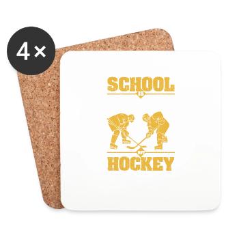 School is important, but hockey is more important - Coasters (set of 4) - white - Front