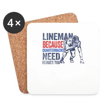 Lineman, weil Quarterbacks amerikanische Helden brauchen - Untersetzer (4er-Set) - Weiß - Vorne