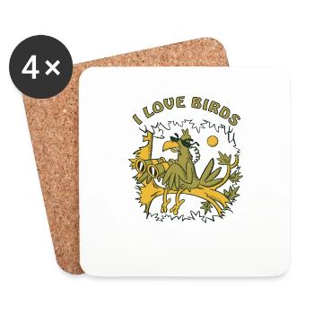 I love birds - Coasters (set of 4) - white - Front