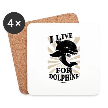 Dolphin Dolphin School Mammal Sea Dolphinarium - Dessous de verre (lot de 4) - blanc - Devant