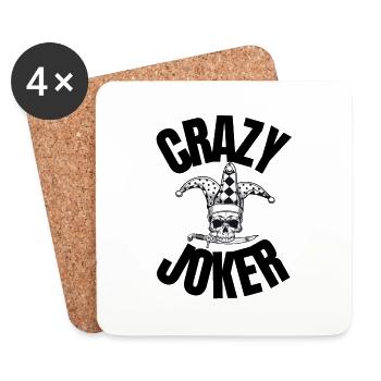 Crasy Joker, Crazy, Geschenk Mann, Frau, Humor - Untersetzer (4er-Set) - Weiß - Vorne