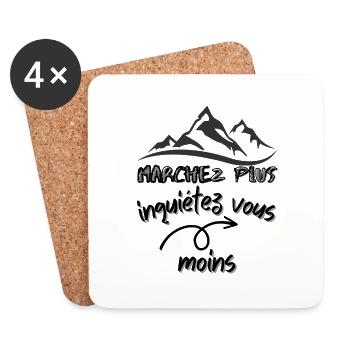 marchez plus cadeau homme femme randonneur, marche - Dessous de verre (lot de 4) - blanc - Devant