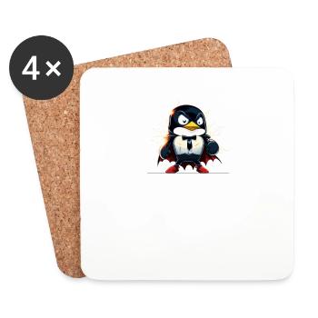 Linux Tux Penguin Powered by Sudo Superhero - Untersetzer (4er-Set) - Weiß - Vorne