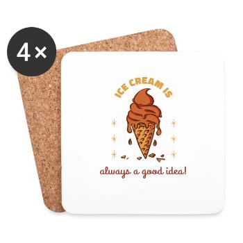 La crème glacée est toujours une bonne idée! Crème glacée amusante - Dessous de verre (lot de 4) - blanc - Devant
