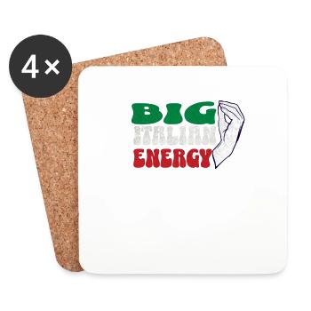 Big italian Energy Shirt, Funny Italian Shirt for - Coasters (set of 4) - white - Front