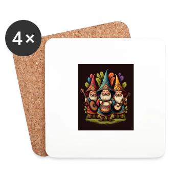 Gnome jouant des instruments de musique Gnomes mexicains - Dessous de verre (lot de 4) - blanc - Devant