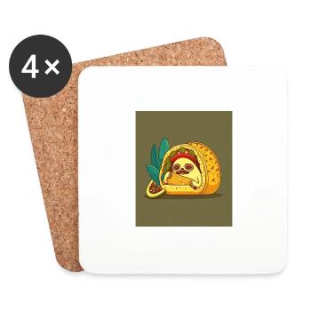 Sloth Sleeping In Taco Funny Sloth Taco Lover - Coasters (set of 4) - white - Front