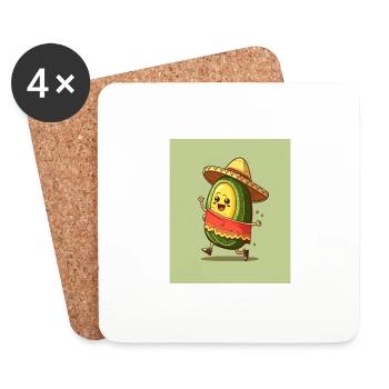 I Love Avocados Avocado Wearing Sombrero in - Untersetzer (4er-Set) - Weiß - Vorne