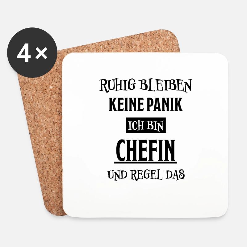 Chefin Mama Lustiger Spruch Familie Beruf Geschenk - Untersetzer (4er-Set) - Weiß