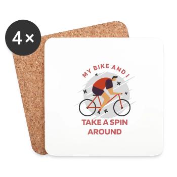 My Bike And I Take A Spin Around Retro Biking - Coasters (set of 4) - white - Front