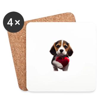 Tut Mir Leid, Aber Mein Hund Ist Mein Valentin - Untersetzer (4er-Set) - Weiß - Vorne