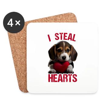 I steal hearts Dog Beagle - Coasters (set of 4) - white - Front