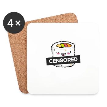 Funny censored white maki roll - Coasters (set of 4) - white - Front