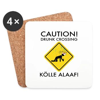 Karneval Kostüm Kölle Alaaf Köln Caution Drunk - Untersetzer (4er-Set) - Weiß - Vorne