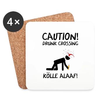 Karneval Kostüm Kölle Alaaf Köln Caution Drunk - Untersetzer (4er-Set) - Weiß - Vorne