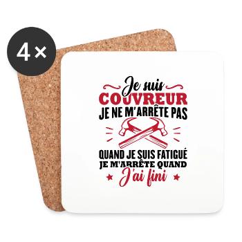 Je suis couvreur - Dessous de verre (lot de 4) - blanc - Devant