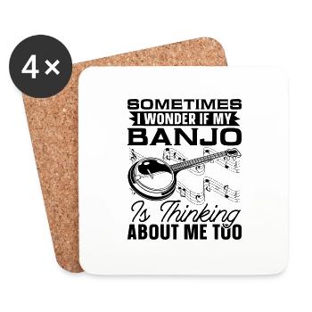 Sometimes I Wonder If My Instrument Banjo Player - Untersetzer (4er-Set) - Weiß - Vorne