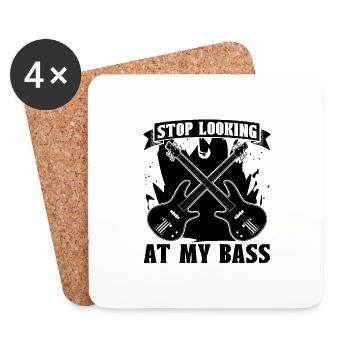 Stop Looking At My Musical Instrument Bass Player - Untersetzer (4er-Set) - Weiß - Vorne
