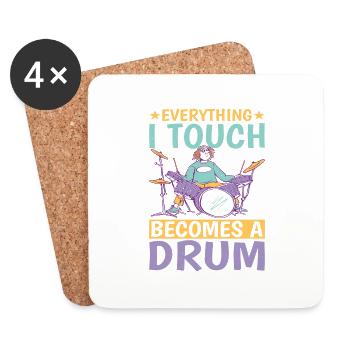 Everything I Touch Becomes A Drum 8 - Coasters (set of 4) - white - Front