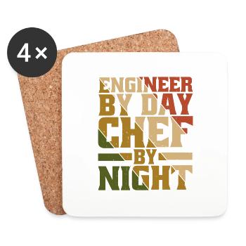 Ingénieur le jour, Chef le soir 9 - Dessous de verre (lot de 4) - blanc - Devant