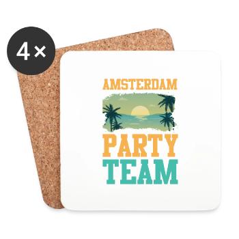 Amsterdam Party Team - Untersetzer (4er-Set) - Weiß - Vorne