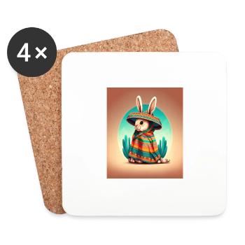 Dabbing Rabbit In Mexican Costume Year of The - Coasters (set of 4) - white - Front