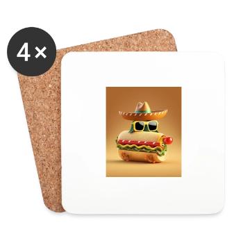 Mexican Hotdog Lover Dabbing Mexican Hotdog - Untersetzer (4er-Set) - Weiß - Vorne