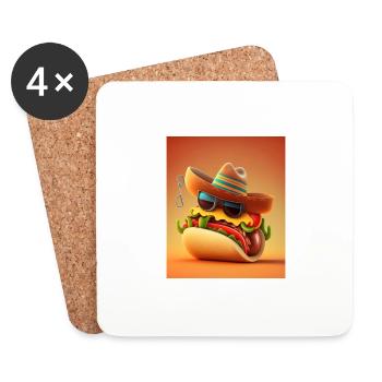 Mexican Hotdog Lover Dabbing Mexican Hotdog - Untersetzer (4er-Set) - Weiß - Vorne