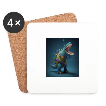 Dinosaur Lover Mexican Dinosaur Pinata - Coasters (set of 4) - white - Front