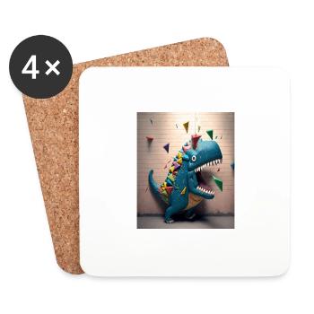 Dinosaur Lover Mexican Dinosaur Pinata - Coasters (set of 4) - white - Front
