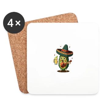 Funny Vegan Avocado Jokes Avocado Drinking Beer - Coasters (set of 4) - white - Front