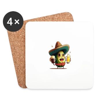 Funny Vegan Avocado Jokes Avocado Drinking Beer - Coasters (set of 4) - white - Front