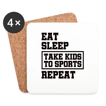 Nourriture Dormir Enfants Sports Mère Père Cadeau - Dessous de verre (lot de 4) - blanc - Devant