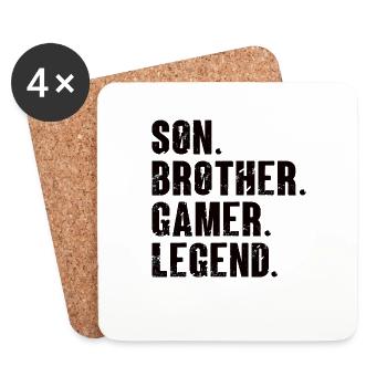 Son frère Gamer Légende Jeu Jeu vidéo Gamer - Dessous de verre (lot de 4) - blanc - Devant
