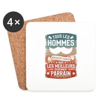 Mais Les Meilleurs Deviennent Parrain Baptême - Dessous de verre (lot de 4) - blanc - Devant