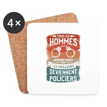 Mais Les Meilleurs Deviennent Policiers Policier - Dessous de verre (lot de 4) - blanc - Devant