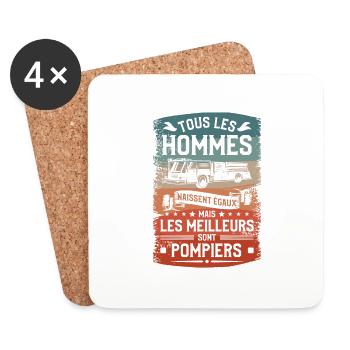 Mais Les Meilleurs Sont Pompiers Pompier - Dessous de verre (lot de 4) - blanc - Devant