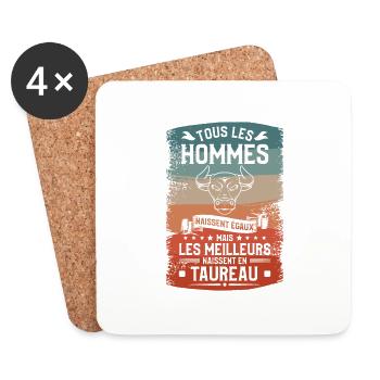 Mais Les Meilleurs Naissent En Taureau Zodiaque - Dessous de verre (lot de 4) - blanc - Devant