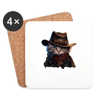 Meowdy Funny cat Meme for Cat Lovers - Untersetzer (4er-Set) - Weiß - Vorne
