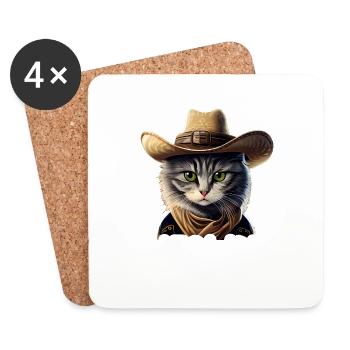 Meowdy Funny cat Meme for Cat Lovers - Coasters (set of 4) - white - Front
