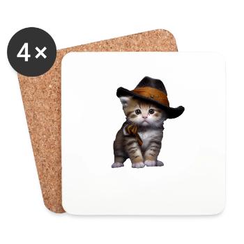 Meowdy Funny cat Meme for Cat Lovers - Coasters (set of 4) - white - Front