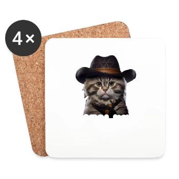 Meowdy Funny cat Meme for Cat Lovers - Coasters (set of 4) - white - Front