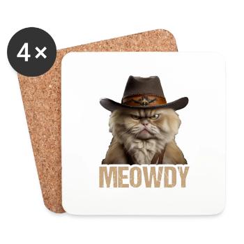 Meowdy Funny cat Meme for Cat Lovers - Coasters (set of 4) - white - Front