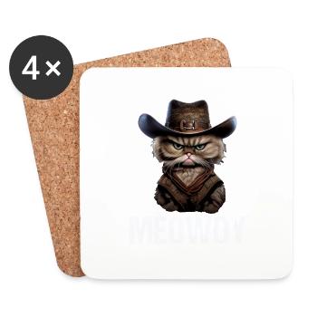 Meowdy Funny cat Meme for Cat Lovers - Coasters (set of 4) - white - Front