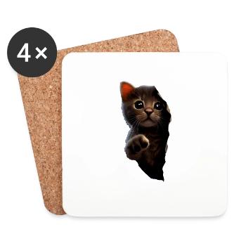 Chat mignon Chaton Craqué Chat Amants Chats Chats - Dessous de verre (lot de 4) - blanc - Devant