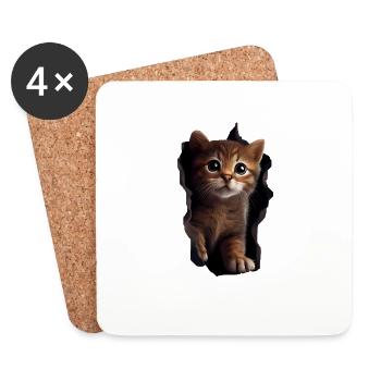 Chat mignon Chaton Craqué Chat Amants Chats Chats - Dessous de verre (lot de 4) - blanc - Devant