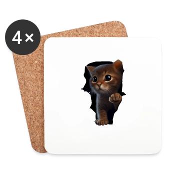 Chat mignon Chaton Craqué Chat Amants Chats Chats - Dessous de verre (lot de 4) - blanc - Devant